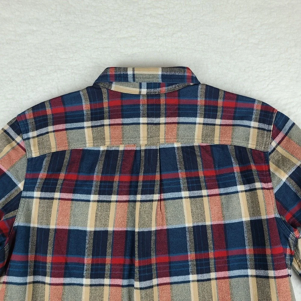 The North Face Shirt Mens XL Blue Beige Red Plaid Cotton Flannel Button Up‎